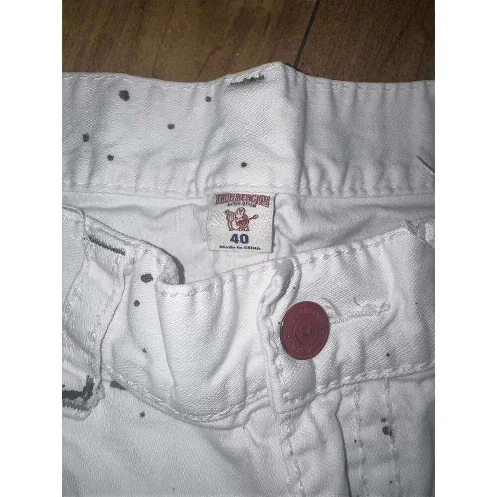 True Religion White Paint Splatter Jeans 40x33